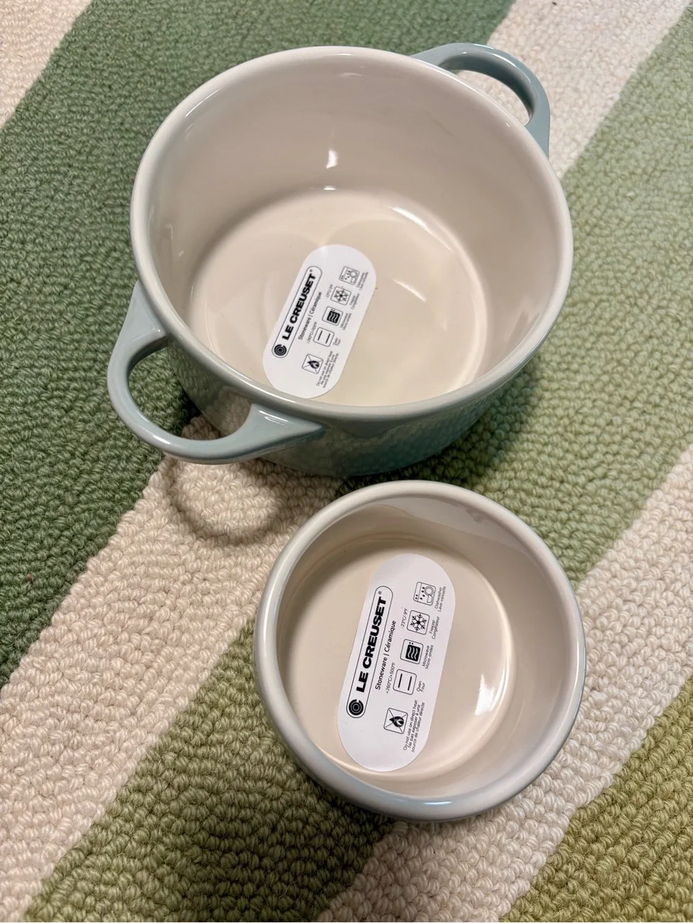 Le Creuset Pistache 24 ounce Round Cocotte & Straight Wall Ramekin